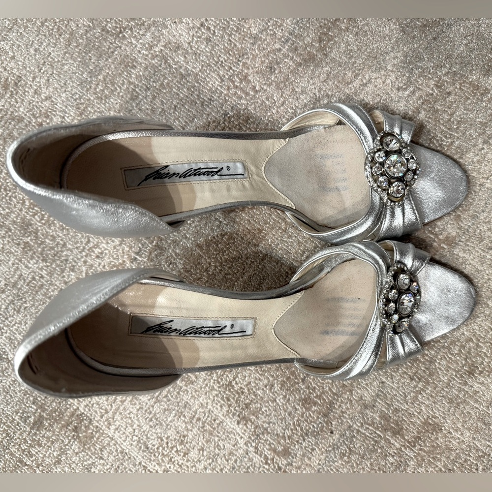 Brian Atwood silver size 36 heels.